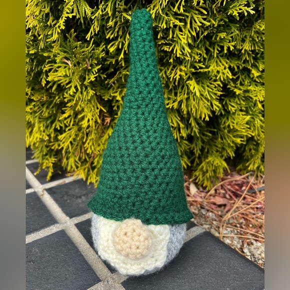 3/$50 Hand Crocheted Scandinavian Christmas Gnome Green & Gray! - Picture 11 of 11
